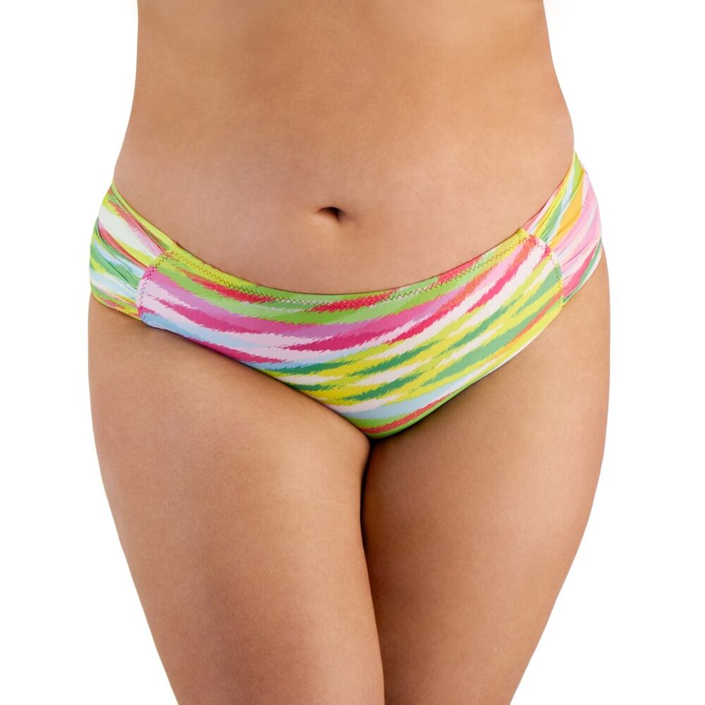 Becca Etc Trendy Plus Size Awaken Shirred-Side Bikini Bottoms Women's 10806